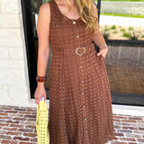 The Social Hour Midi Dress - Chocolate-500 Midi-ENTRO-July & June Women's Fashion Boutique Located in San Antonio, Texas