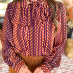 Liverpool - Fall Afterglow Neck Tie Blouse-200 Fashion Blouses-LIVERPOOL JEANS COMPANY-July & June Women's Fashion Boutique Located in San Antonio, Texas