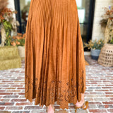 Current Air - Chestnut Fleur Suede Midi Skirt-410 Shorts/Skirts-CURRENT AIR CLOTHING-July & June Women's Fashion Boutique Located in San Antonio, Texas