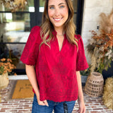 The Brunch Blouse - Burgundy-200 Fashion Blouses-ENTRO-July & June Women's Fashion Boutique Located in San Antonio, Texas