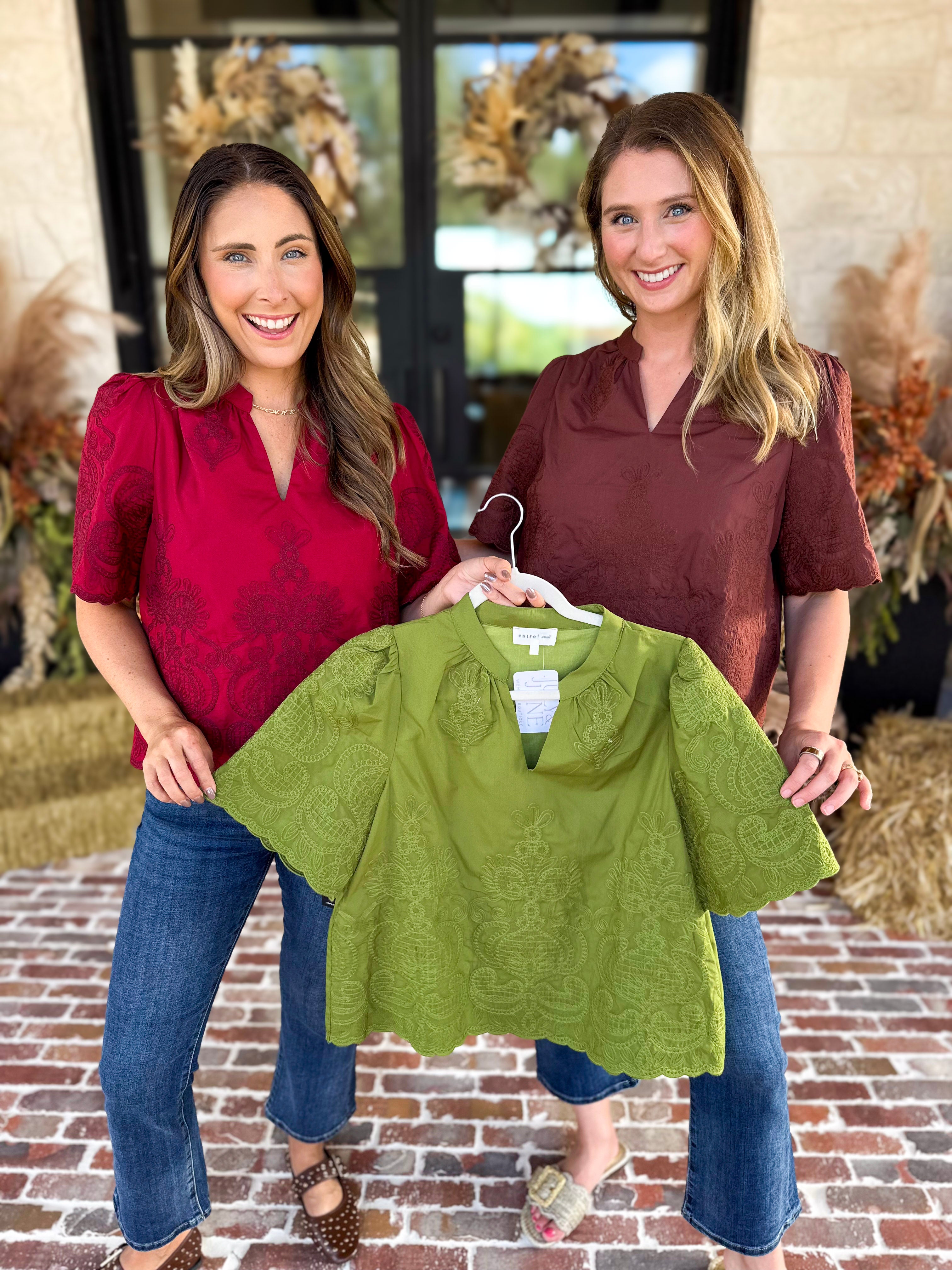 The Brunch Blouse - Brown-200 Fashion Blouses-ENTRO-July & June Women's Fashion Boutique Located in San Antonio, Texas