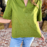 The Brunch Blouse - Avocado-200 Fashion Blouses-ENTRO-July & June Women's Fashion Boutique Located in San Antonio, Texas