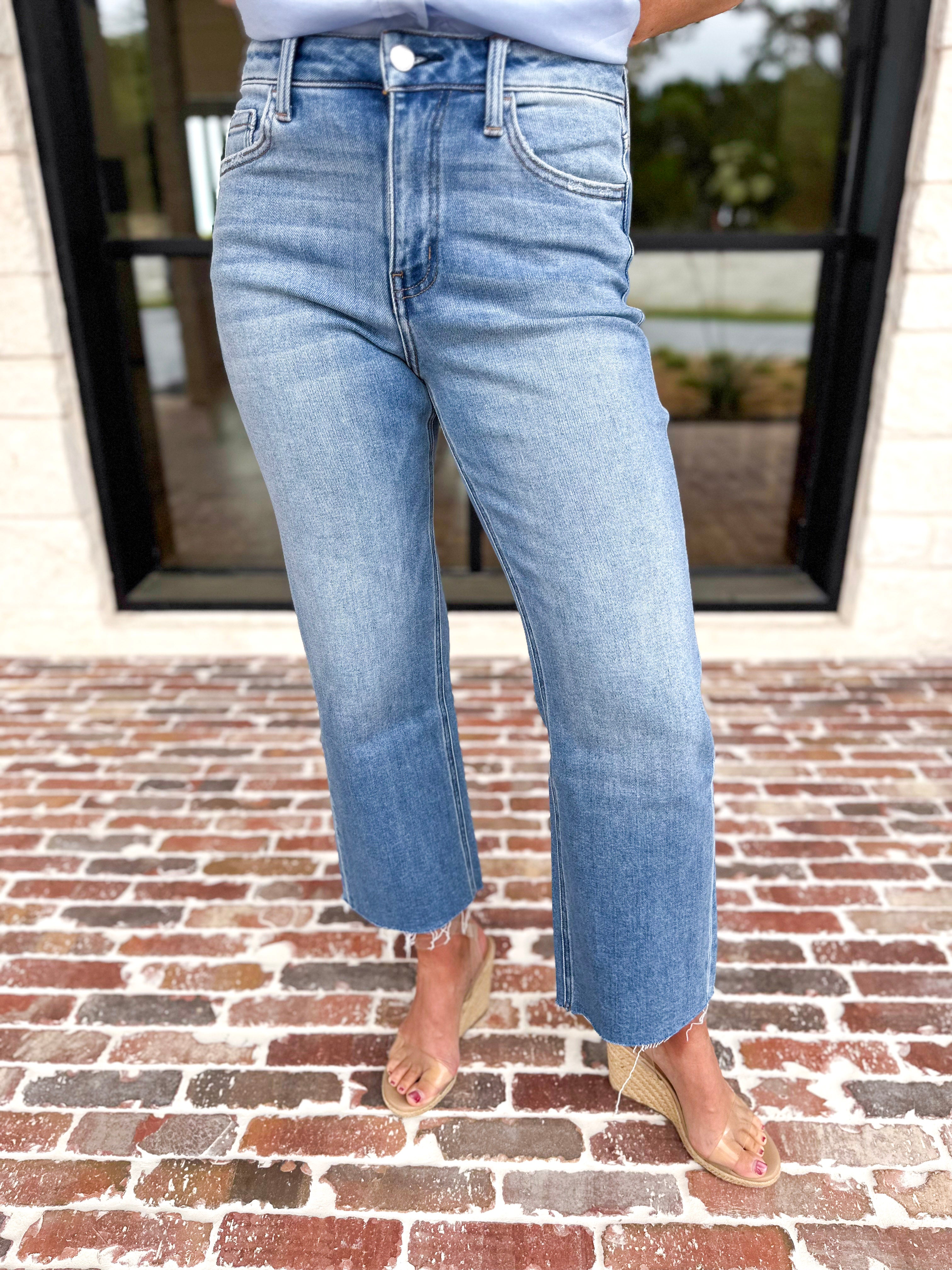 Vervet - High Rise Cropped Slim Wide Leg Jeans-400 Pants-VEVERT BY FLYING MONKEY-July & June Women's Fashion Boutique Located in San Antonio, Texas