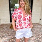 The Anderson Blouse - Red-200 Fashion Blouses-POLOGRAM-July & June Women's Fashion Boutique Located in San Antonio, Texas