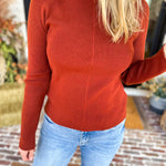 Liverpool - Warm Cayenne Turtleneck Sweater-230 Sweaters/Cardis-LIVERPOOL JEANS COMPANY-July & June Women's Fashion Boutique Located in San Antonio, Texas