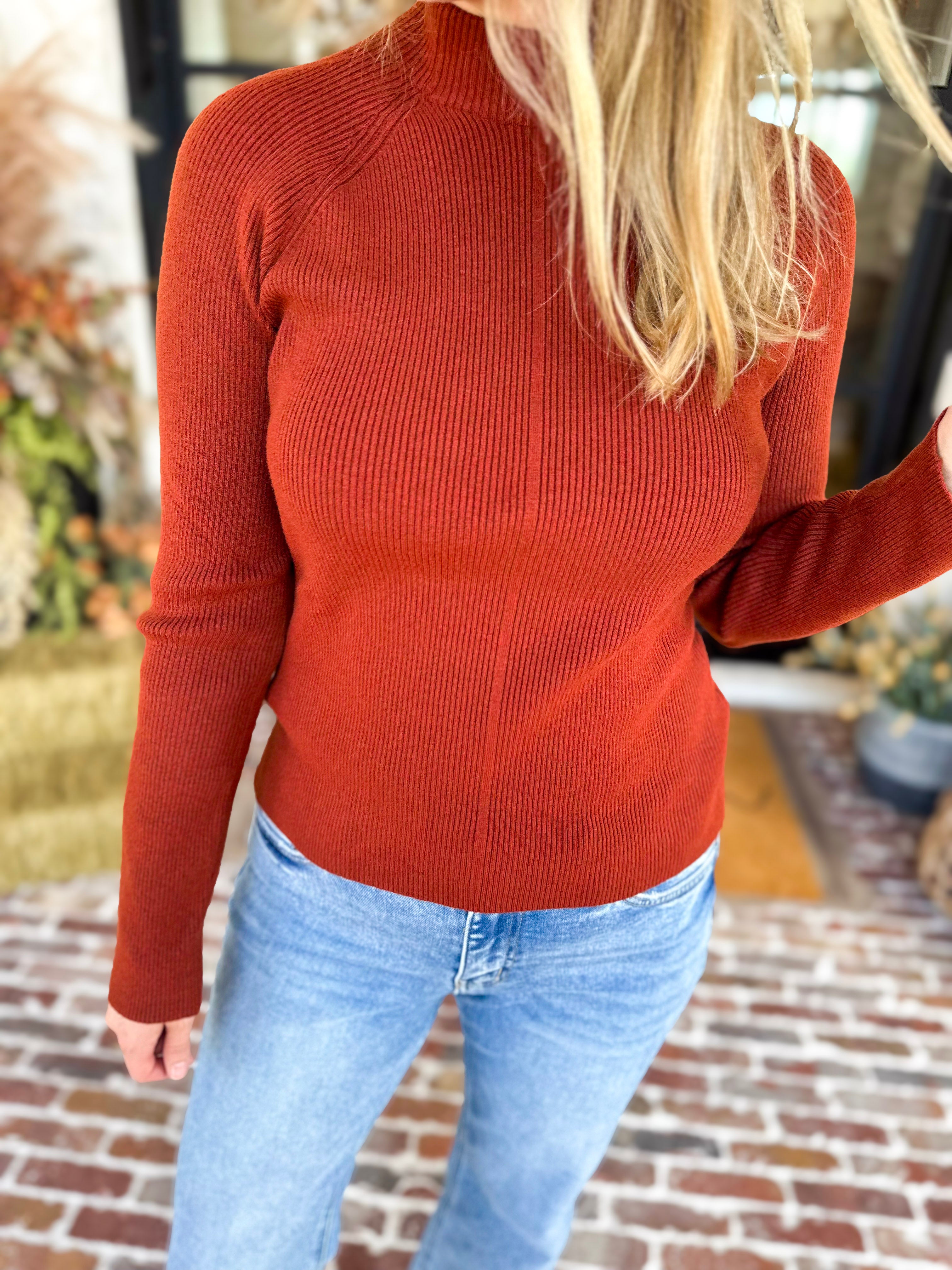 Liverpool - Warm Cayenne Turtleneck Sweater-230 Sweaters/Cardis-LIVERPOOL JEANS COMPANY-July & June Women's Fashion Boutique Located in San Antonio, Texas