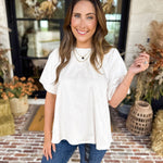 Suede Swing Blouse - Cream-200 Fashion Blouses-FATE-July & June Women's Fashion Boutique Located in San Antonio, Texas