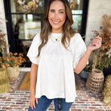Suede Swing Blouse - Cream-200 Fashion Blouses-FATE-July & June Women's Fashion Boutique Located in San Antonio, Texas