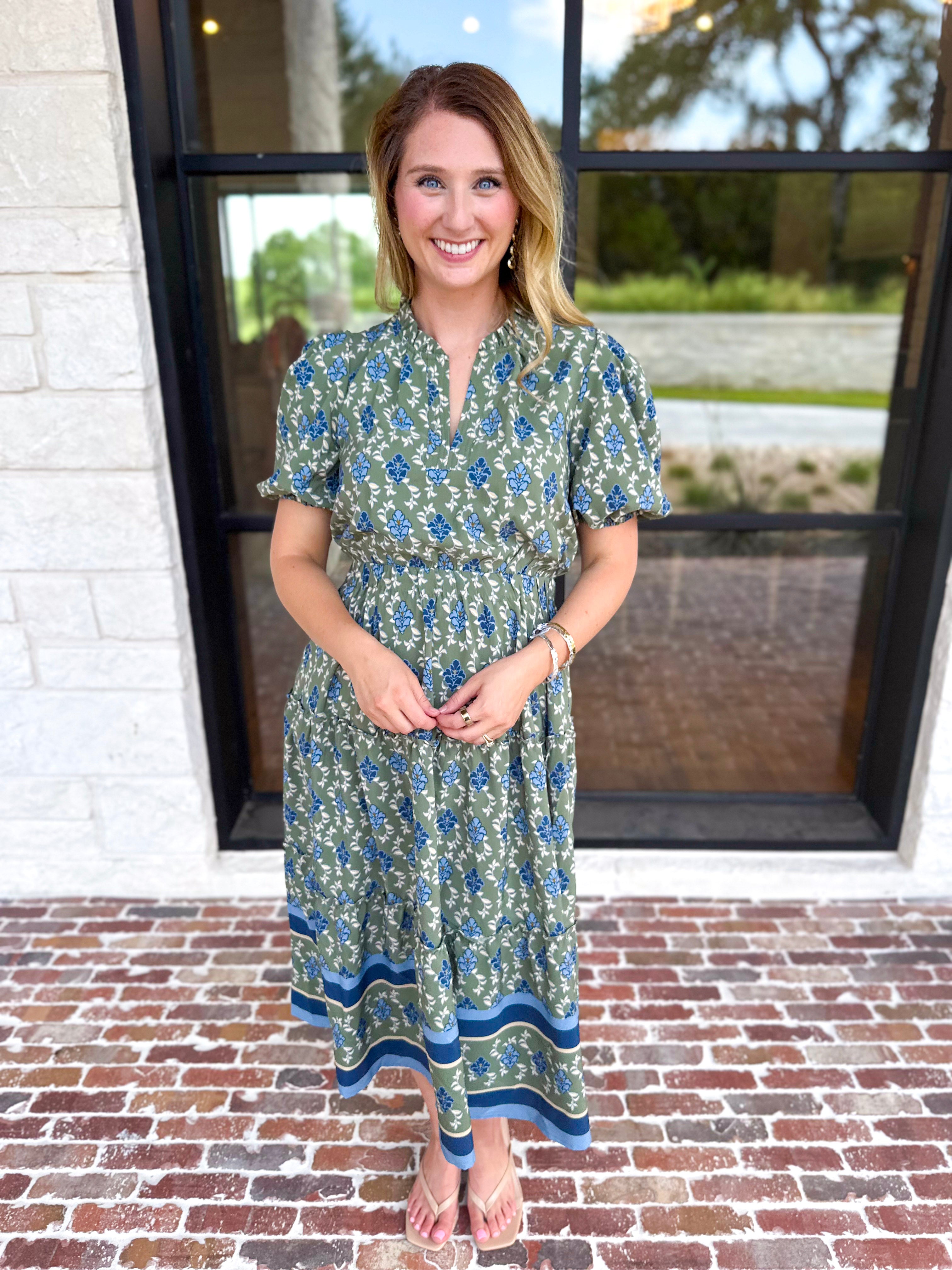 Mary Square - Lainey Midi Dress - Olive-500 Midi-MARY SQUARE-July & June Women's Fashion Boutique Located in San Antonio, Texas