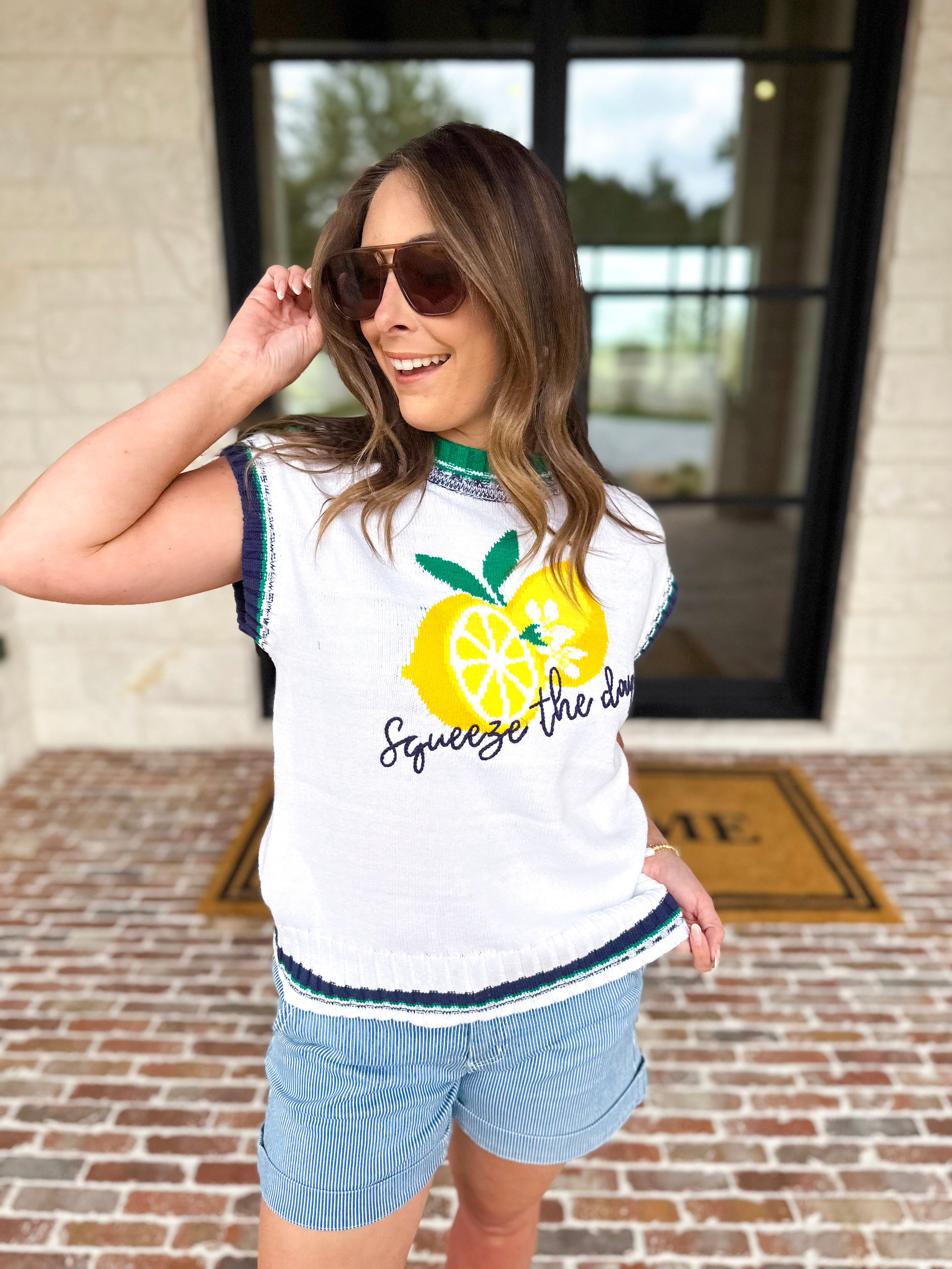 Squeeze The Day Knit Tank Top-230 Sweaters/Cardis-SKIES ARE BLUE-July & June Women's Fashion Boutique Located in San Antonio, Texas