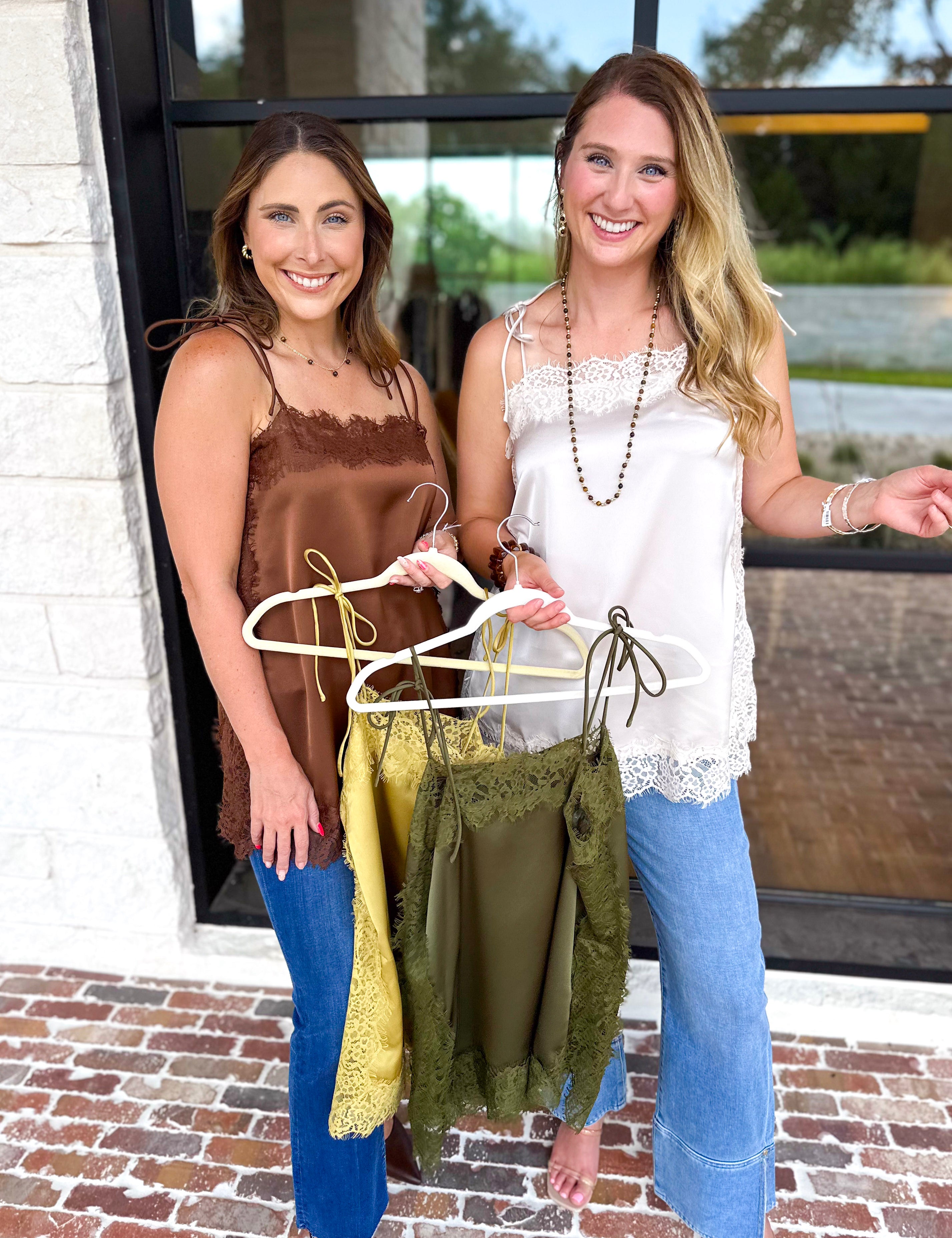 Date Night Lace Cami - Almond-200 Fashion Blouses-ENTRO-July & June Women's Fashion Boutique Located in San Antonio, Texas
