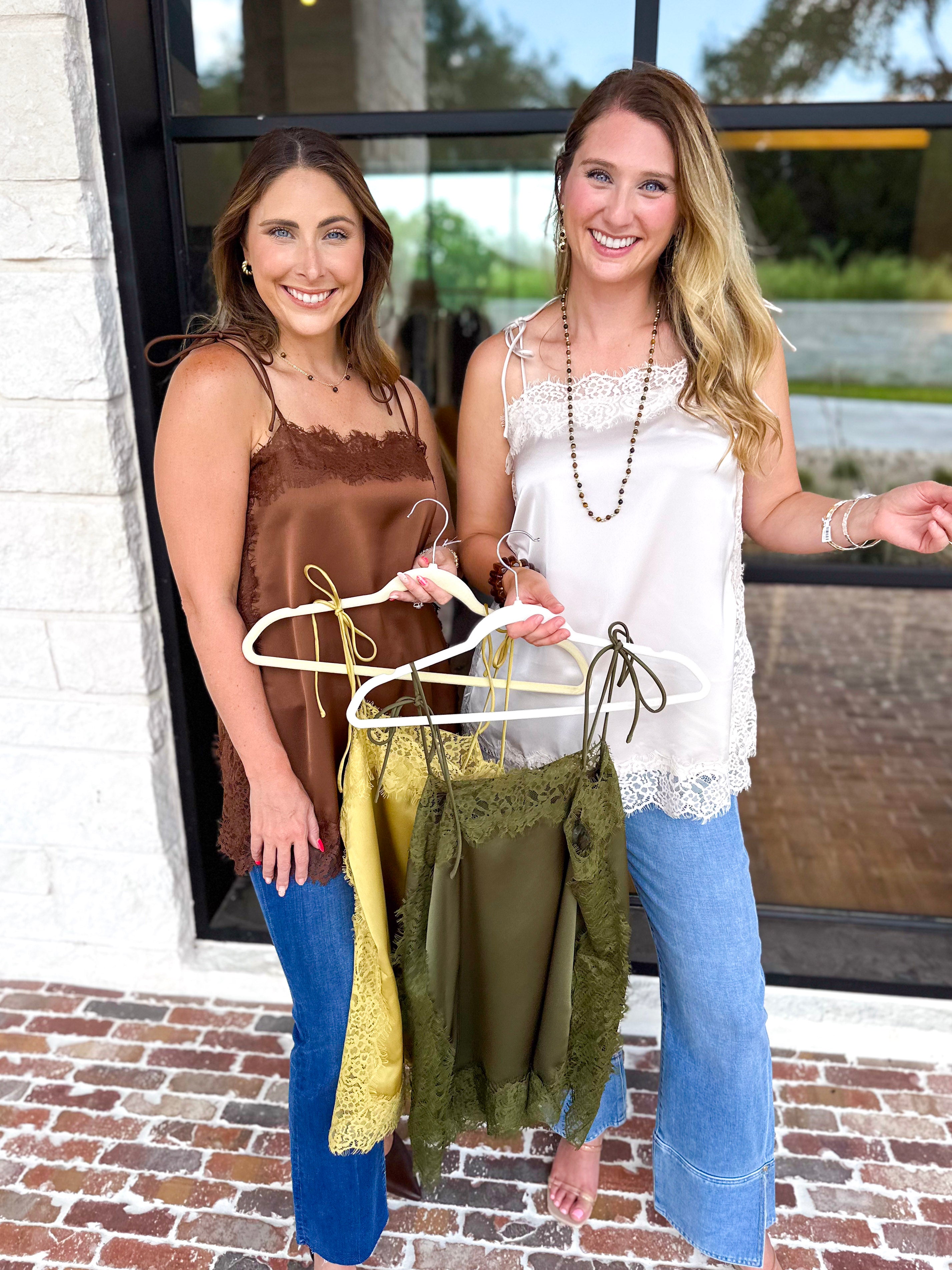 Date Night Lace Cami - Almond-200 Fashion Blouses-ENTRO-July & June Women's Fashion Boutique Located in San Antonio, Texas