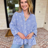 Seashell Flow Button Down Blouse-200 Fashion Blouses-FATE-July & June Women's Fashion Boutique Located in San Antonio, Texas