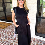 Polished Pin-Tuck Midi Dress-500 Midi-ENTRO-July & June Women's Fashion Boutique Located in San Antonio, Texas