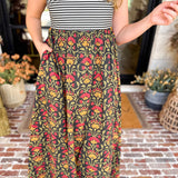 Floral & Stripes Strapless Maxi Dress-500 Midi-TCEC-July & June Women's Fashion Boutique Located in San Antonio, Texas