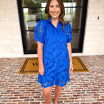 Anna Lace Mini Dress - Royal Blue-510 Mini-JODIFL-July & June Women's Fashion Boutique Located in San Antonio, Texas