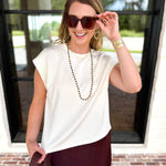 Chic Essentials Top - Cream-210 Casual Blouses-ENTRO-July & June Women's Fashion Boutique Located in San Antonio, Texas