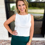 Liverpool - Classic Boatneck Knit Tank - White-210 Casual Blouses-LIVERPOOL JEANS COMPANY-July & June Women's Fashion Boutique Located in San Antonio, Texas