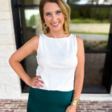 Liverpool - Classic Boatneck Knit Tank - White-210 Casual Blouses-LIVERPOOL JEANS COMPANY-July & June Women's Fashion Boutique Located in San Antonio, Texas