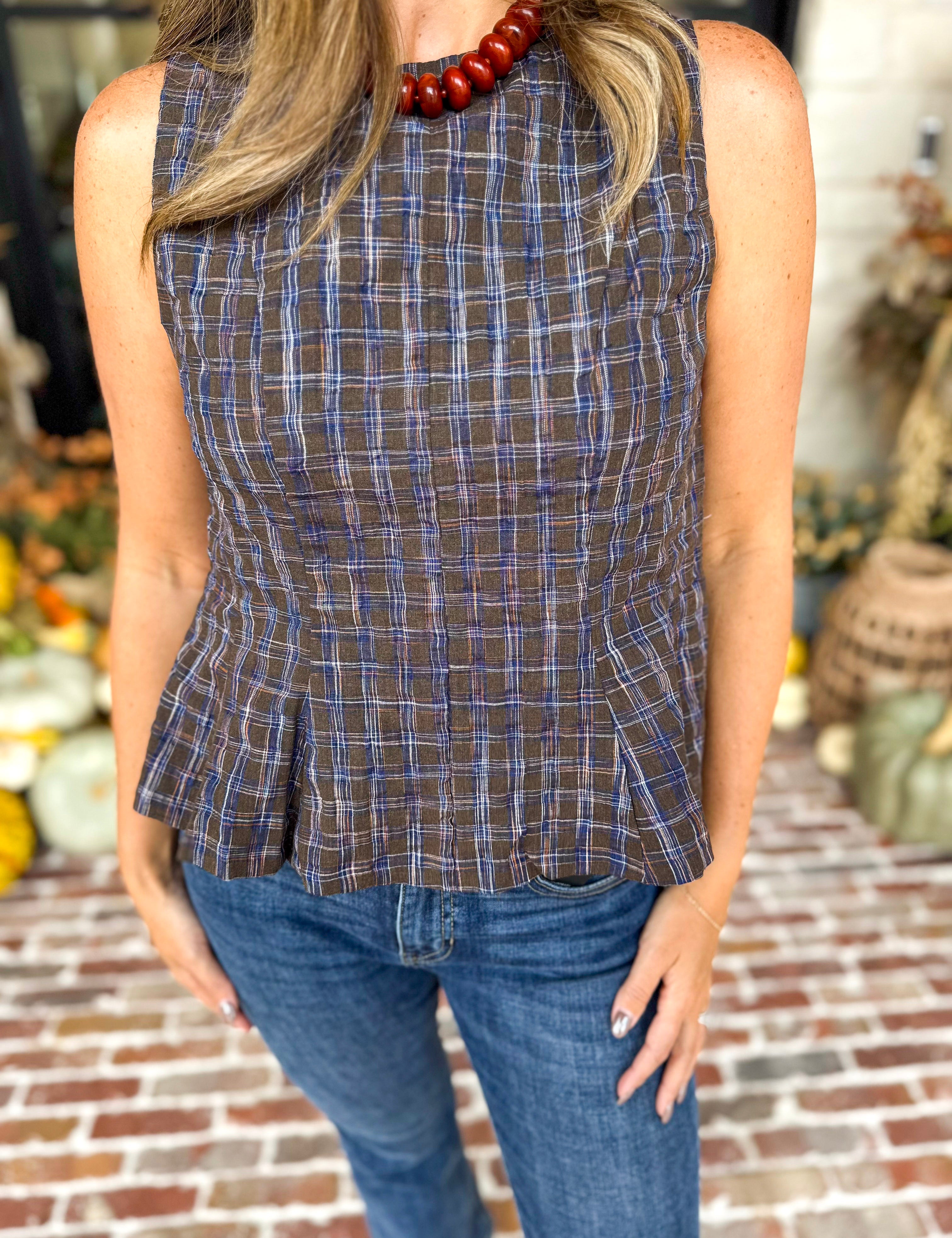 THML - Stonewash Peplum Blouse-200 Fashion Blouses-THML-July & June Women's Fashion Boutique Located in San Antonio, Texas