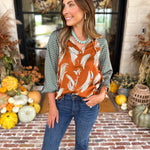 THML - Autumn Pattern Play Blouse-200 Fashion Blouses-THML-July & June Women's Fashion Boutique Located in San Antonio, Texas