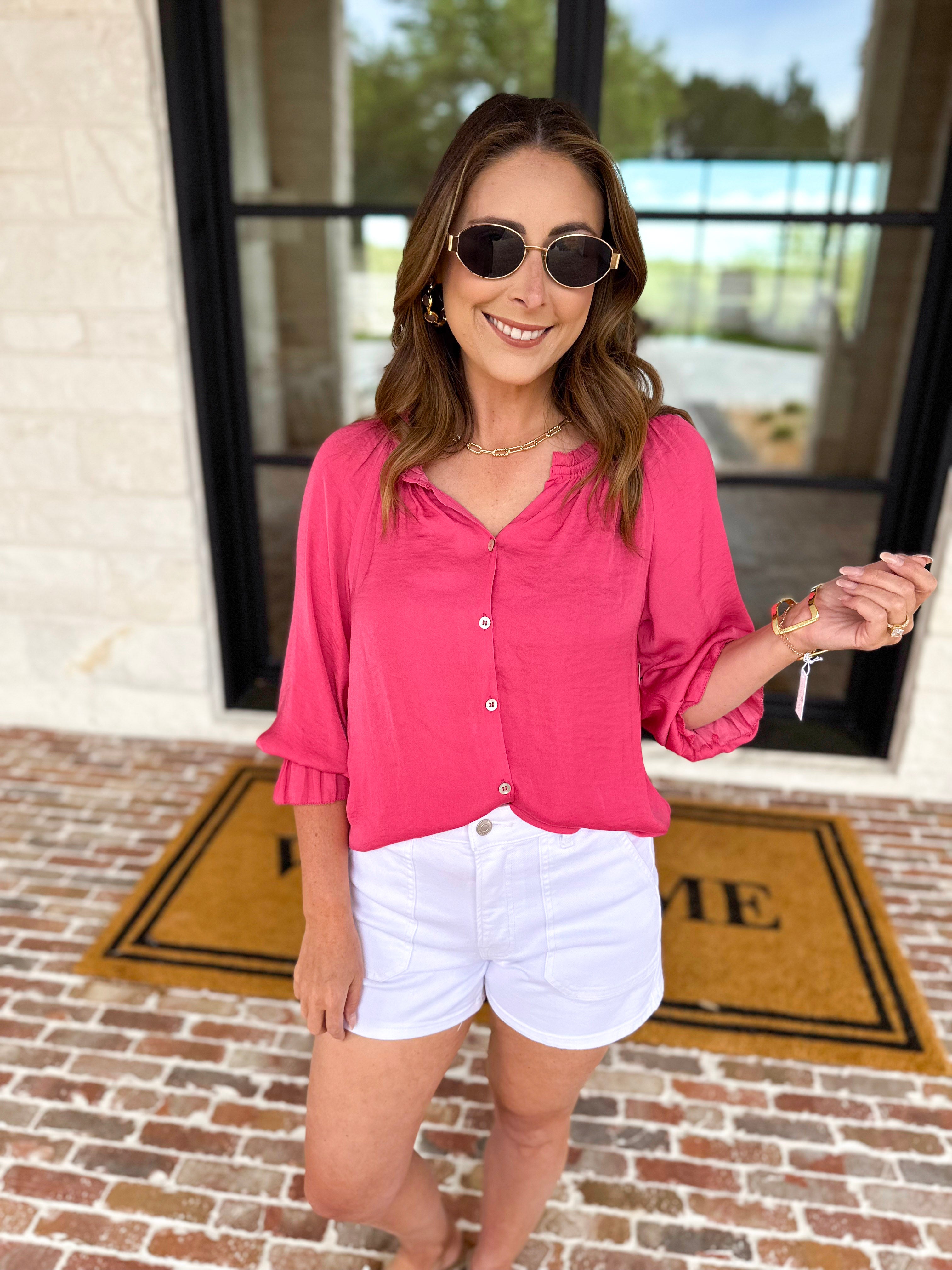 LIVERPOOL - Perfect Pink Blouse-200 Fashion Blouses-LIVERPOOL JEANS COMPANY-July & June Women's Fashion Boutique Located in San Antonio, Texas