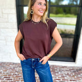 Chic Essentials Top - Espresso-210 Casual Blouses-ENTRO-July & June Women's Fashion Boutique Located in San Antonio, Texas