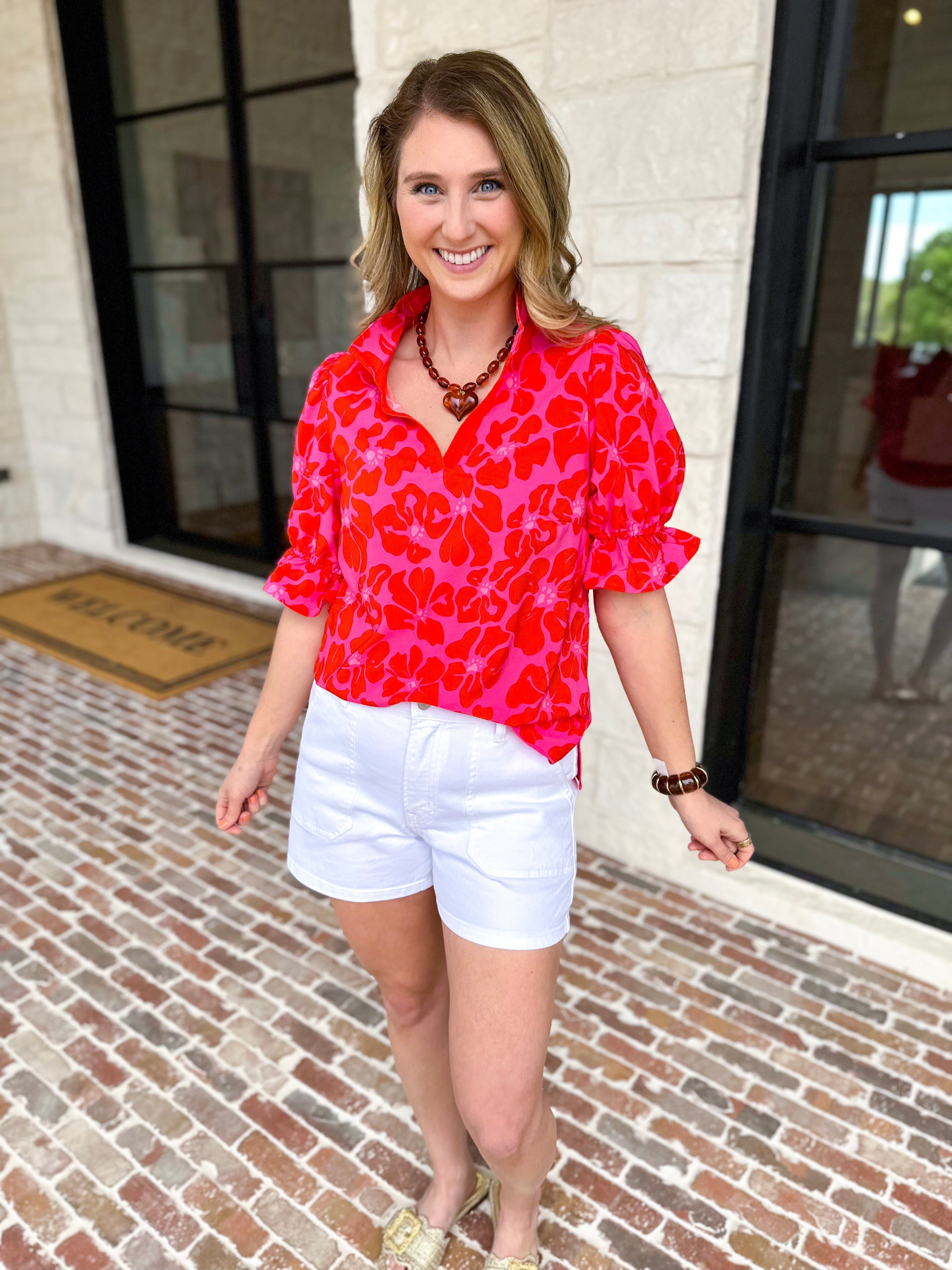 Mary Square - Jessica Blouse - Samba Garden-200 Fashion Blouses-MARY SQUARE-July & June Women's Fashion Boutique Located in San Antonio, Texas