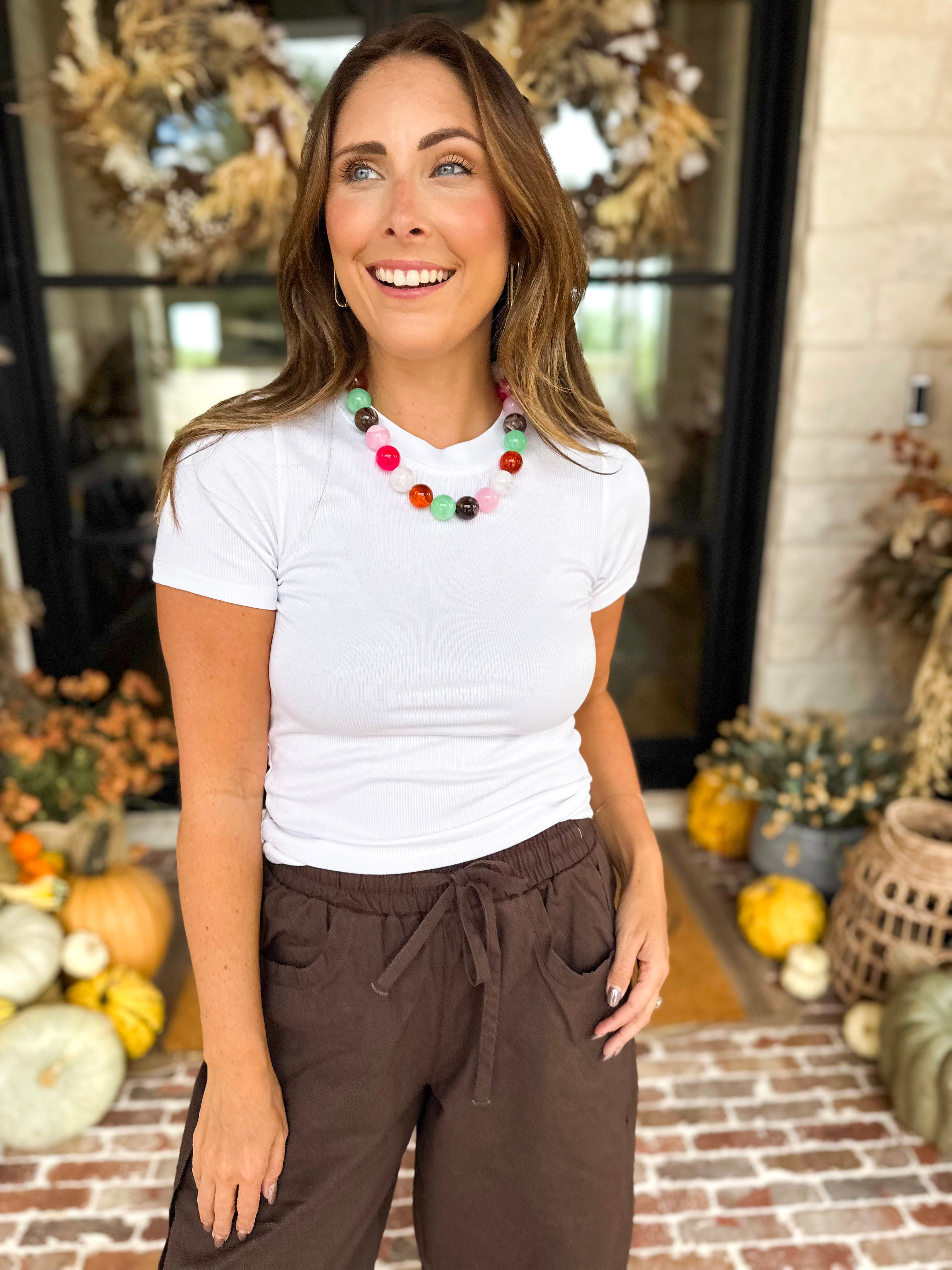 Micro-Ribbed Athleisure Top - Classic White-210 Casual Blouses-MONO B-July & June Women's Fashion Boutique Located in San Antonio, Texas