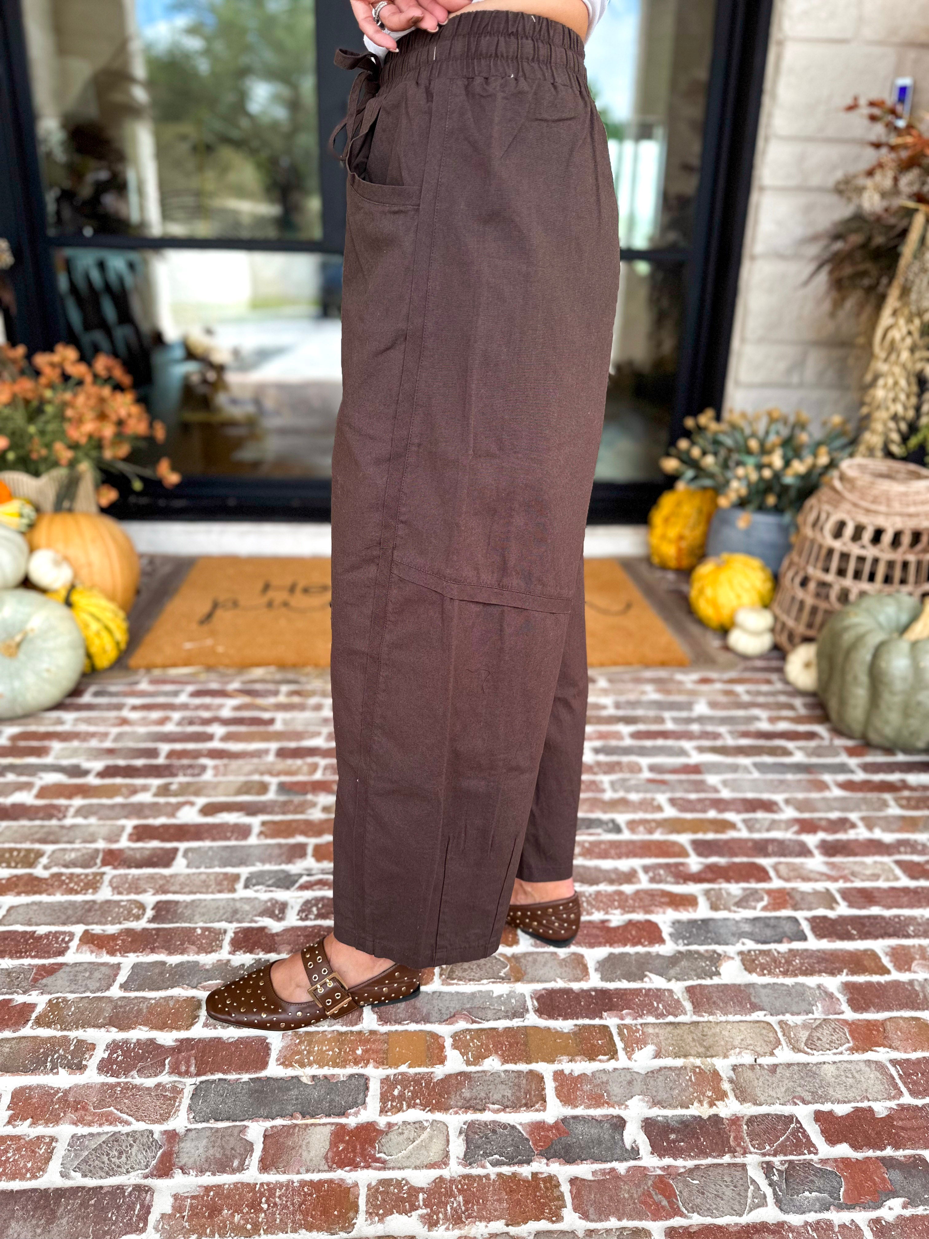 Cotton Barrel Utility Pant - Coffee Bean-400 Pants-MONO B-July & June Women's Fashion Boutique Located in San Antonio, Texas
