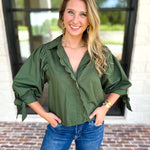 The Campbell Button Down Blouse - Forest-200 Fashion Blouses-ENTRO-July & June Women's Fashion Boutique Located in San Antonio, Texas