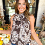 THML - Painted Floral Halter Blouse-200 Fashion Blouses-THML-July & June Women's Fashion Boutique Located in San Antonio, Texas