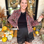 Satin Date Night Black Lace Shorts-410 Shorts/Skirts-TCEC-July & June Women's Fashion Boutique Located in San Antonio, Texas
