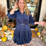 Current Air - Steel Blue Flirty Suede Mini Dress-510 Mini-CURRENT AIR CLOTHING-July & June Women's Fashion Boutique Located in San Antonio, Texas
