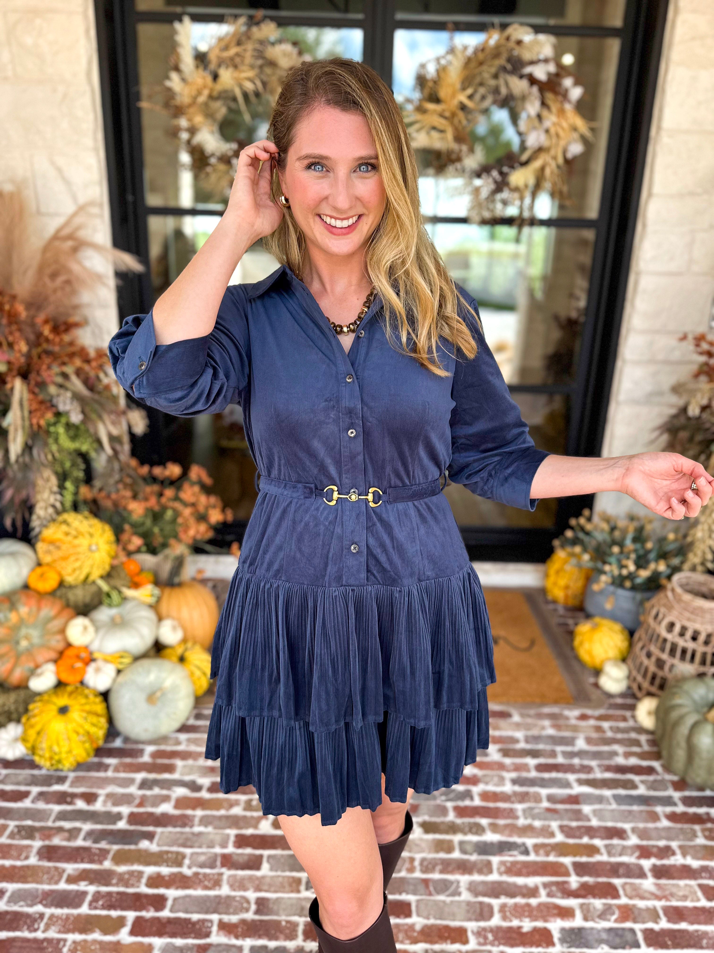 Current Air - Steel Blue Flirty Suede Mini Dress-510 Mini-CURRENT AIR CLOTHING-July & June Women's Fashion Boutique Located in San Antonio, Texas