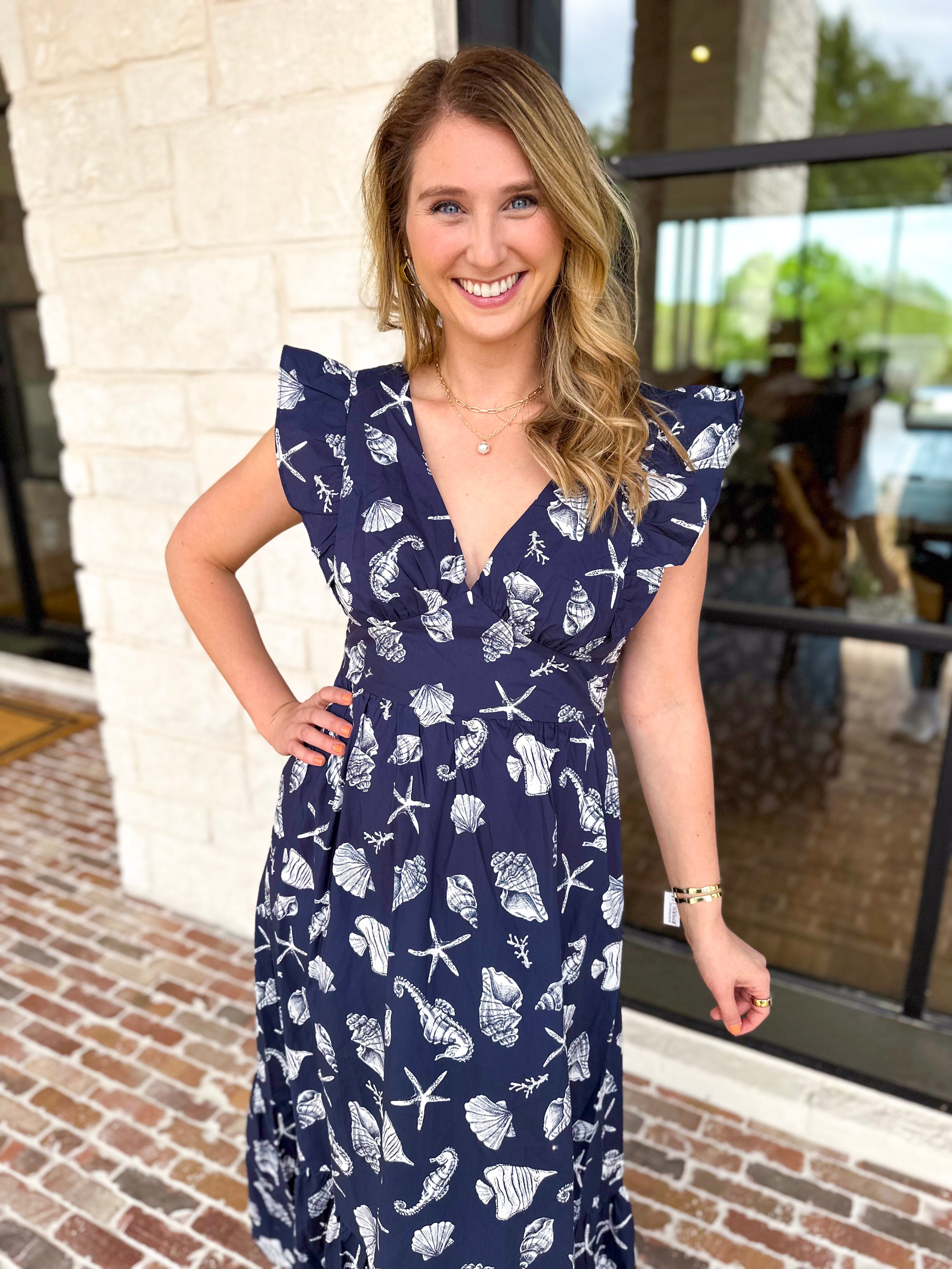 The Shell & Sun Midi Dress-500 Midi-SKIES ARE BLUE-July & June Women's Fashion Boutique Located in San Antonio, Texas