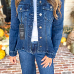 Liverpool - Fit and Flare Denim Jacket-600 Outerwear-LIVERPOOL JEANS COMPANY-July & June Women's Fashion Boutique Located in San Antonio, Texas