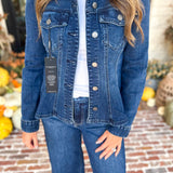 Liverpool - Fit and Flare Denim Jacket-600 Outerwear-LIVERPOOL JEANS COMPANY-July & June Women's Fashion Boutique Located in San Antonio, Texas