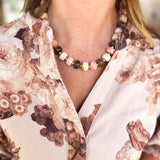 Brown & Pink Mixed Beaded Necklace-110 Jewelry & Hair-Golden Lily-July & June Women's Fashion Boutique Located in San Antonio, Texas