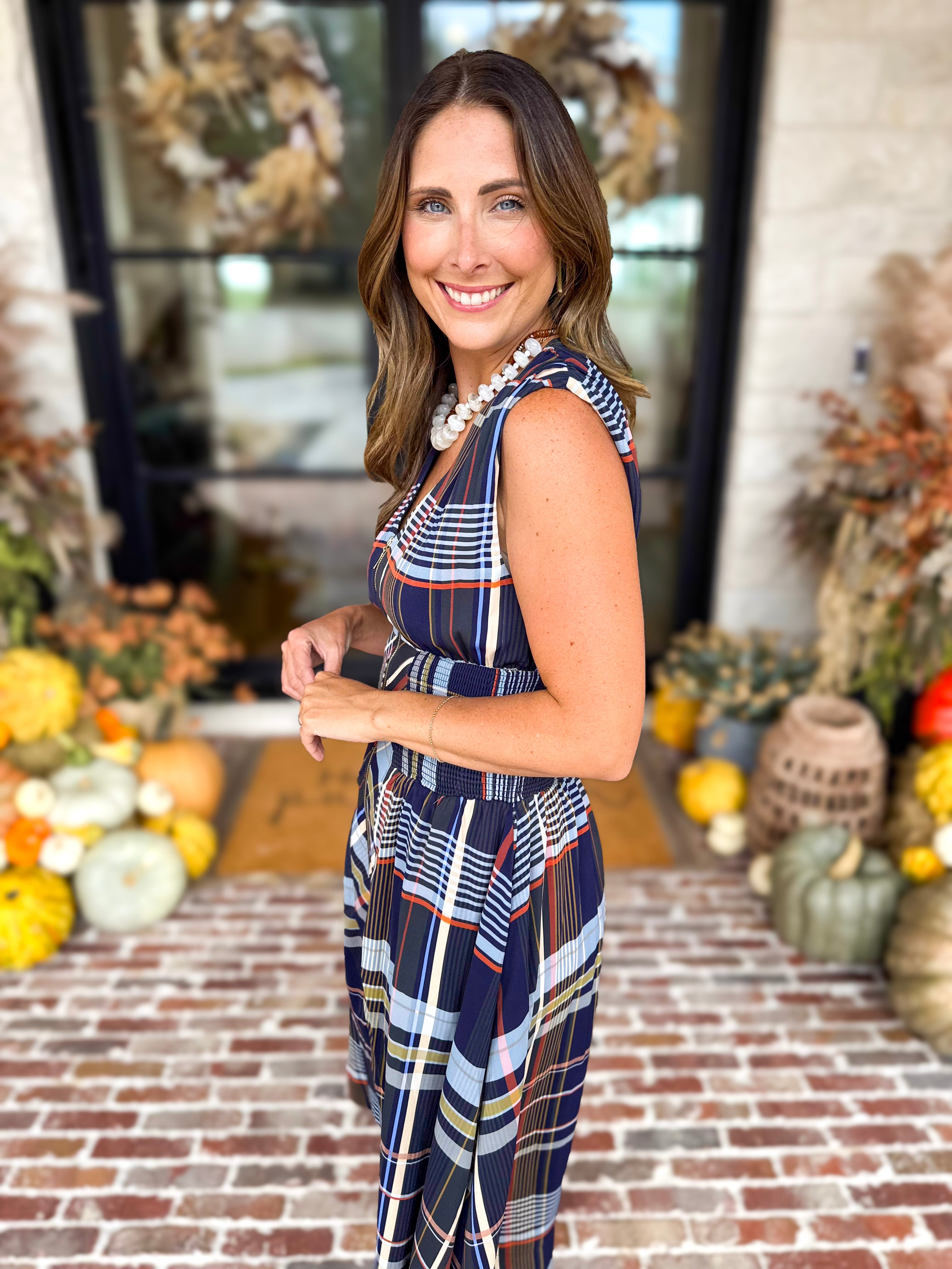 THML - Socialite Plaid Midi Dress-500 Midi-THML-July & June Women's Fashion Boutique Located in San Antonio, Texas