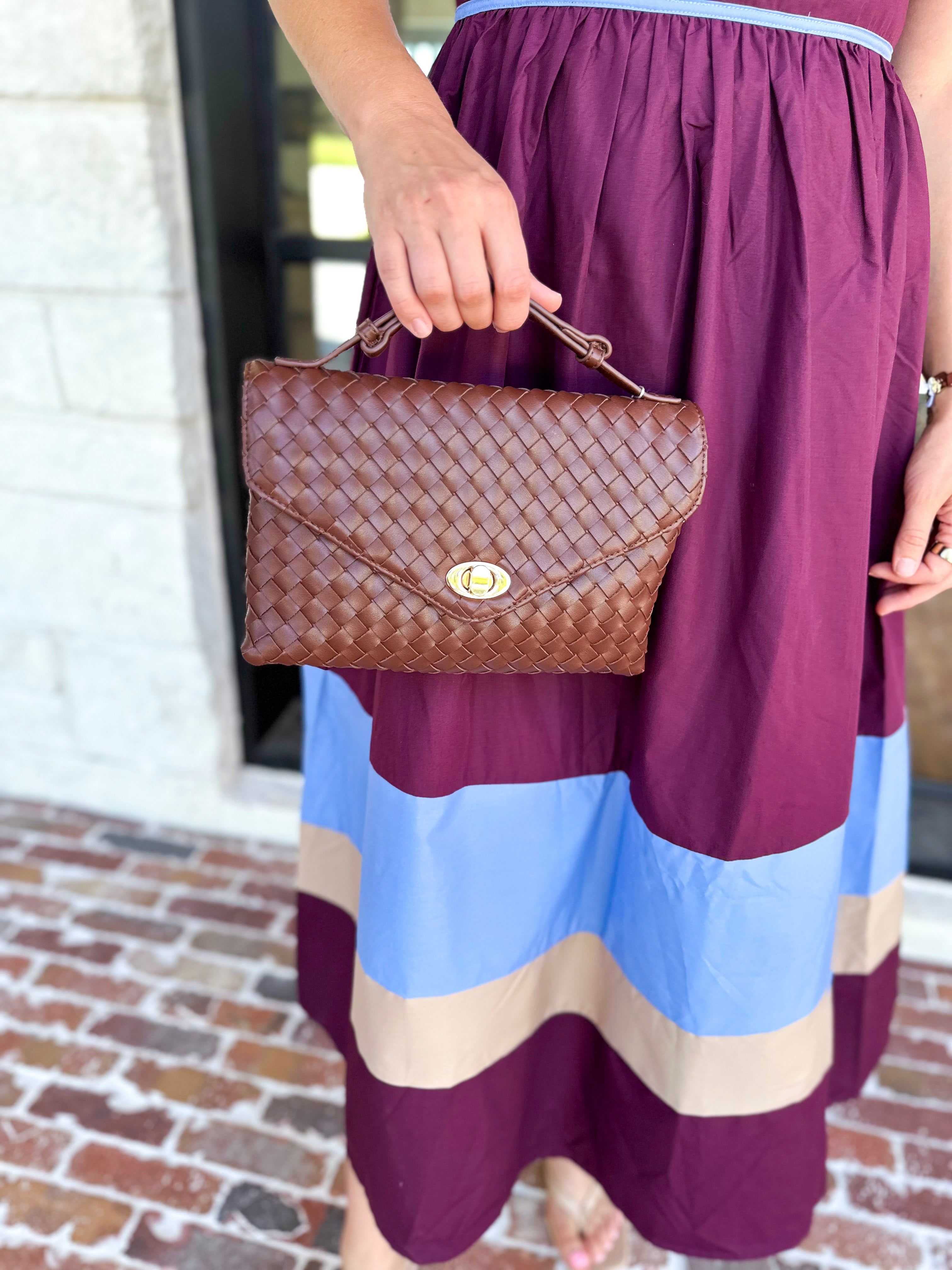 Harper Woven Crossbody Bag - Chocolate-130 ACCESSORIES-Moda Luxe-July & June Women's Fashion Boutique Located in San Antonio, Texas