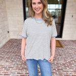 Casual Hangout Striped Tee - Blue-210 Casual Blouses-POLOGRAM-July & June Women's Fashion Boutique Located in San Antonio, Texas