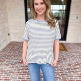 Casual Hangout Striped Tee - Blue-210 Casual Blouses-POLOGRAM-July & June Women's Fashion Boutique Located in San Antonio, Texas