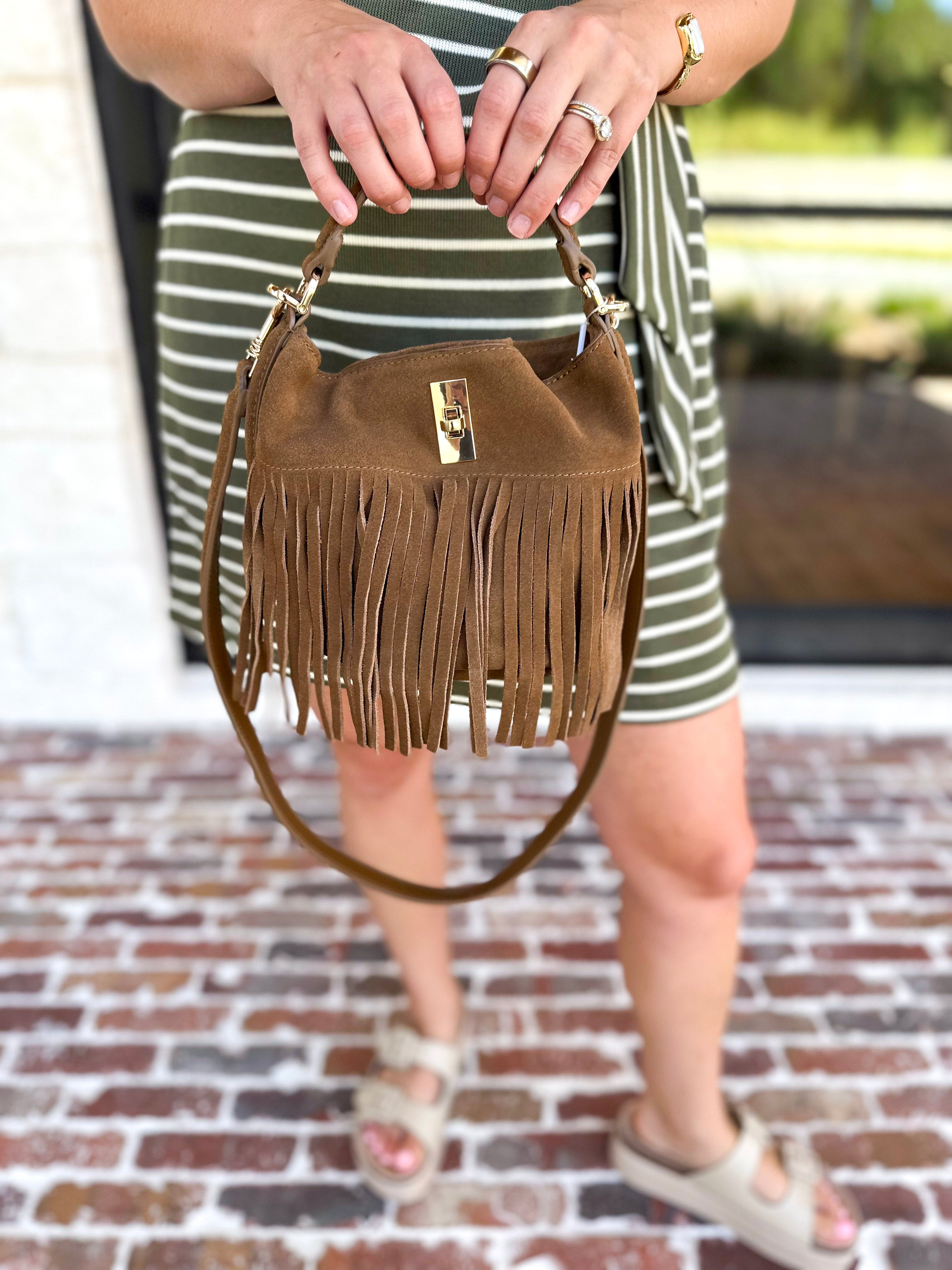 Fringe Crossbody Purse - Hazelnut-130 ACCESSORIES-Moda Luxe-July & June Women's Fashion Boutique Located in San Antonio, Texas