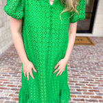 The Graceful Gathering Midi Dress - Green-500 Midi-ENTRO-July & June Women's Fashion Boutique Located in San Antonio, Texas