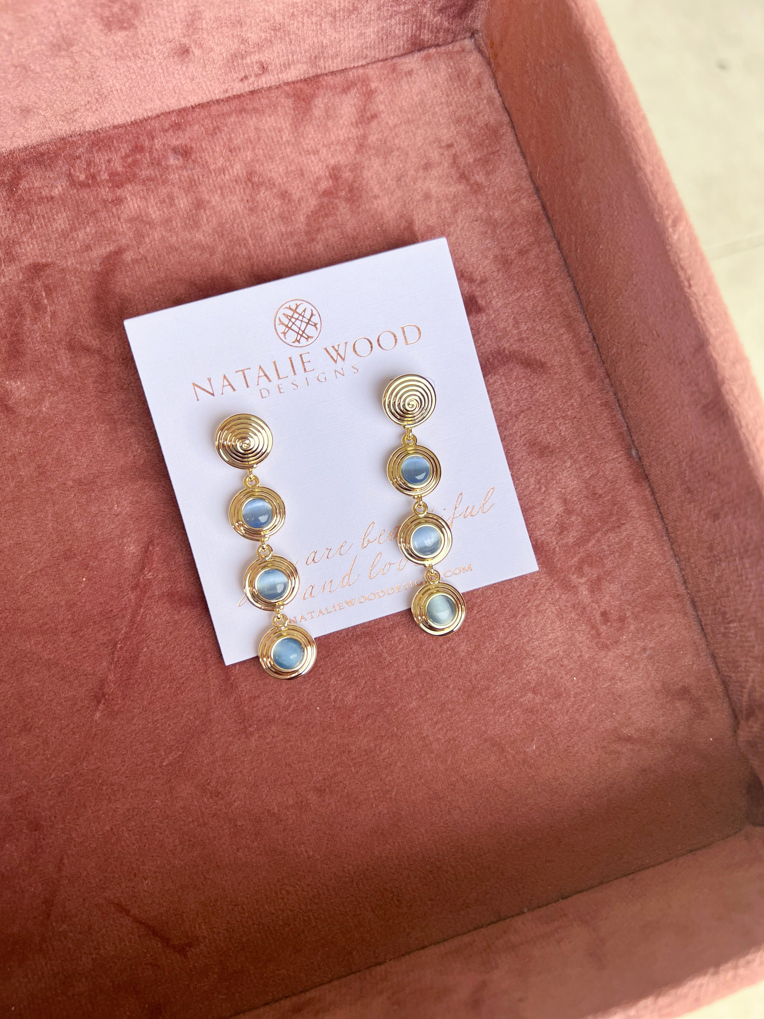 Natalie Wood - Strata Linear Earrings - Blue Chalcedony-110 Jewelry & Hair-Natalie Wood-July & June Women's Fashion Boutique Located in San Antonio, Texas
