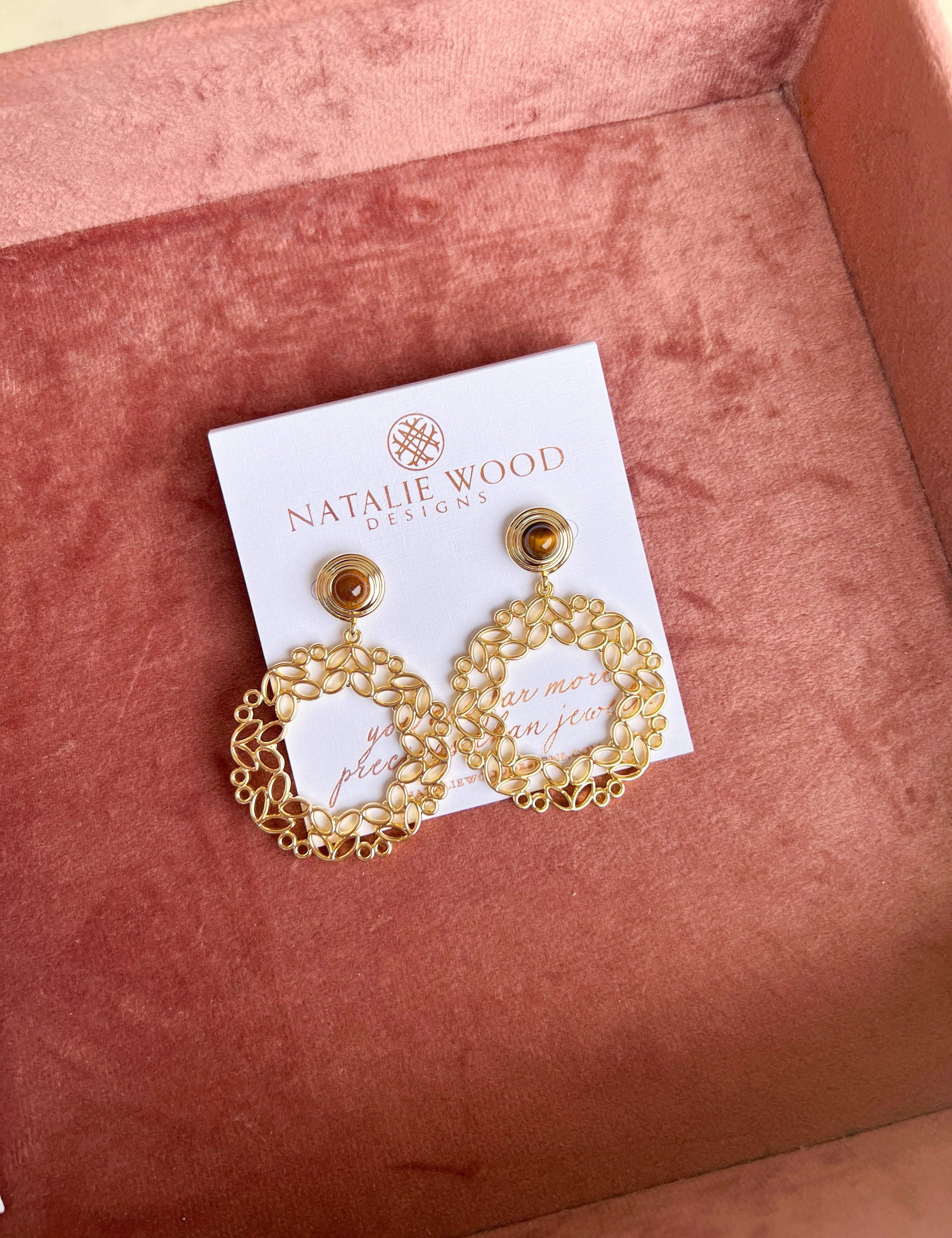 Natalie Wood - Gilded Statement Earrings - Tortoiseshell-110 Jewelry & Hair-Natalie Wood-July & June Women's Fashion Boutique Located in San Antonio, Texas