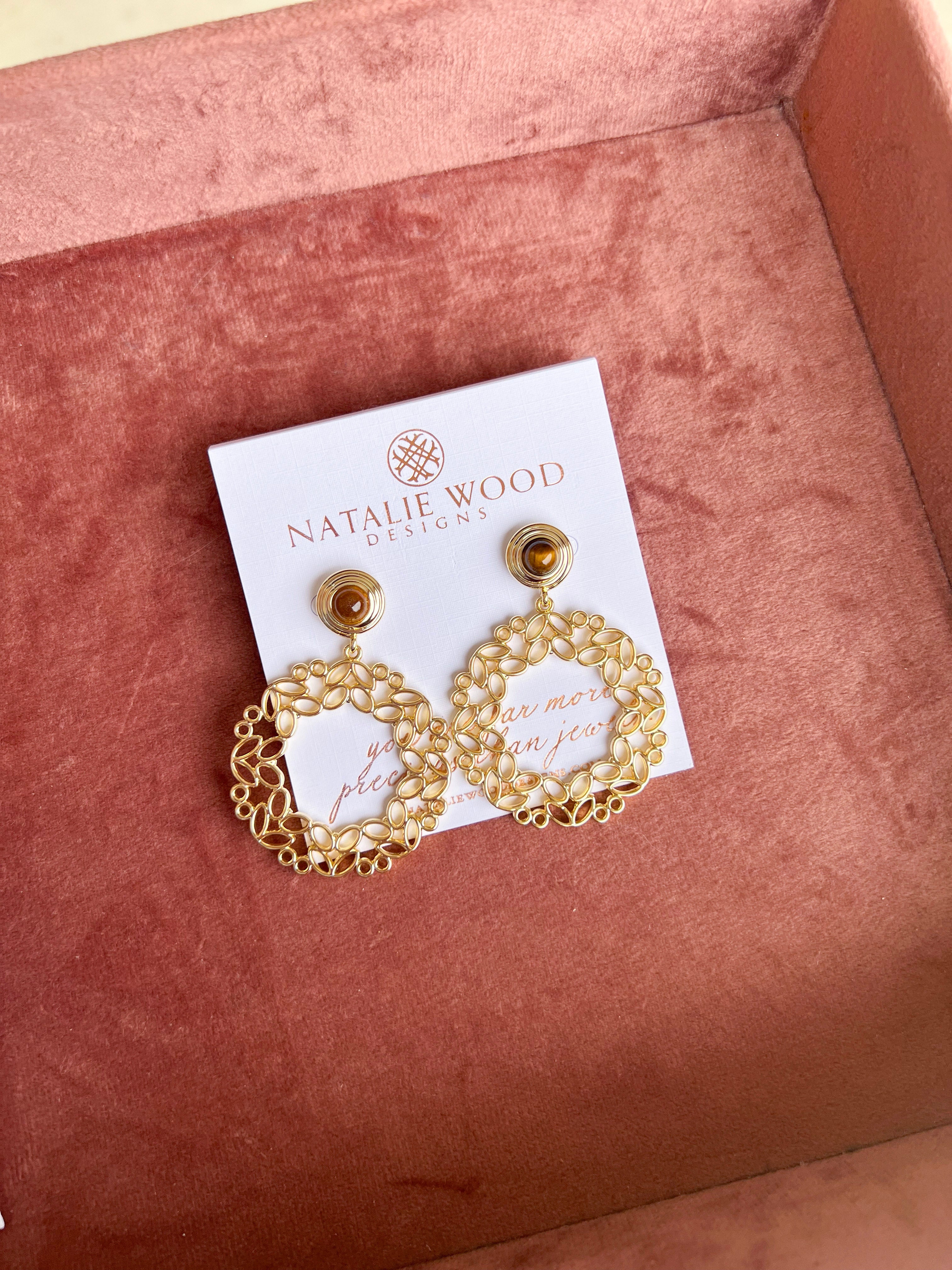 Natalie Wood - Gilded Statement Earrings - Tortoiseshell-110 Jewelry & Hair-Natalie Wood-July & June Women's Fashion Boutique Located in San Antonio, Texas