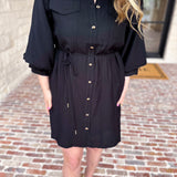 Little Black & Gold Details Mini Dress-510 Mini-ENTRO-July & June Women's Fashion Boutique Located in San Antonio, Texas