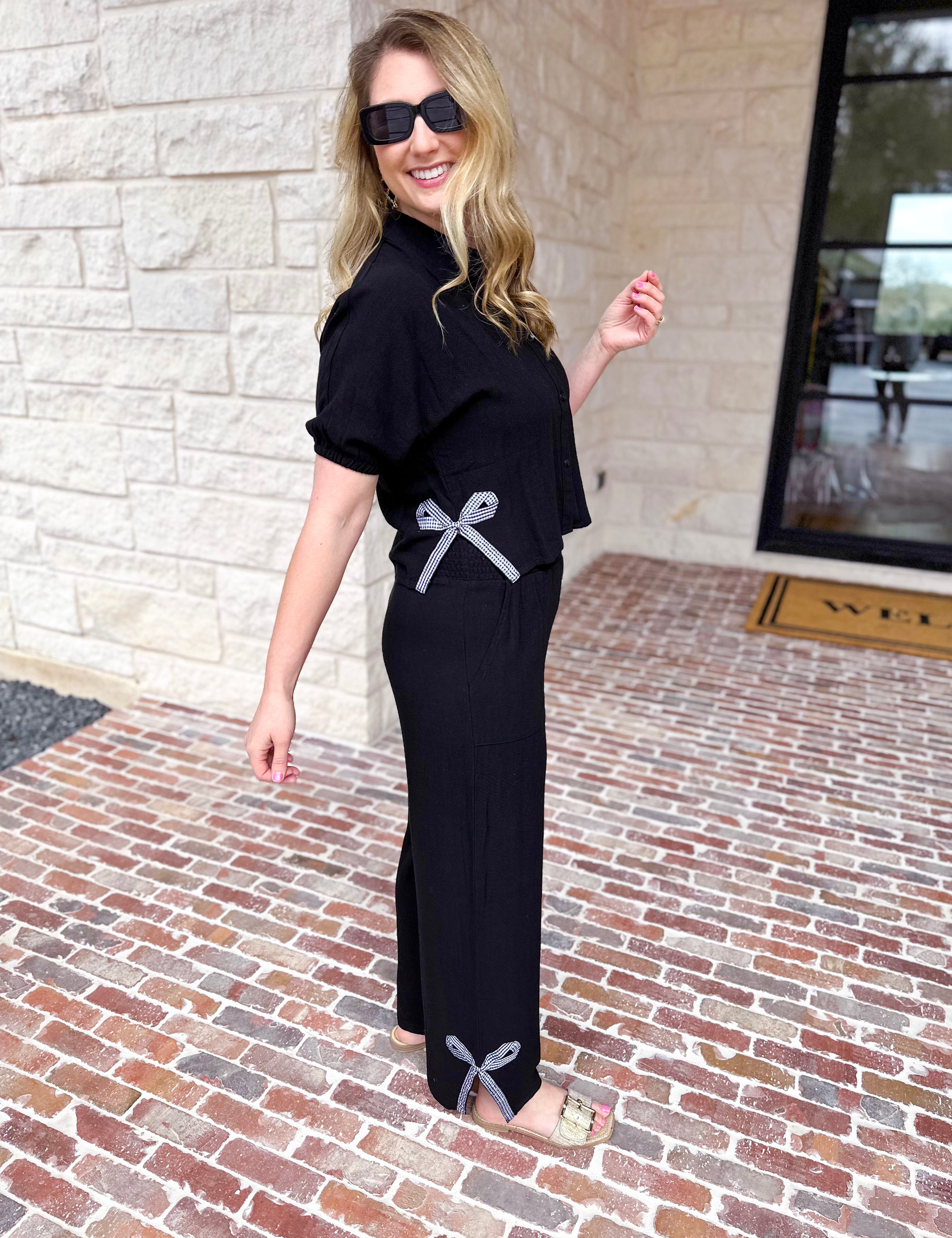 Linen & Gingham Bow Set-500 Midi-ALLIE ROSE-July & June Women's Fashion Boutique Located in San Antonio, Texas